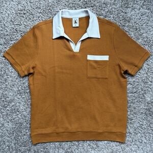 Dandy Del Mar Cannes Waffle Knit Shirt Polo Preppy Burnt Sienna Orange Size XL